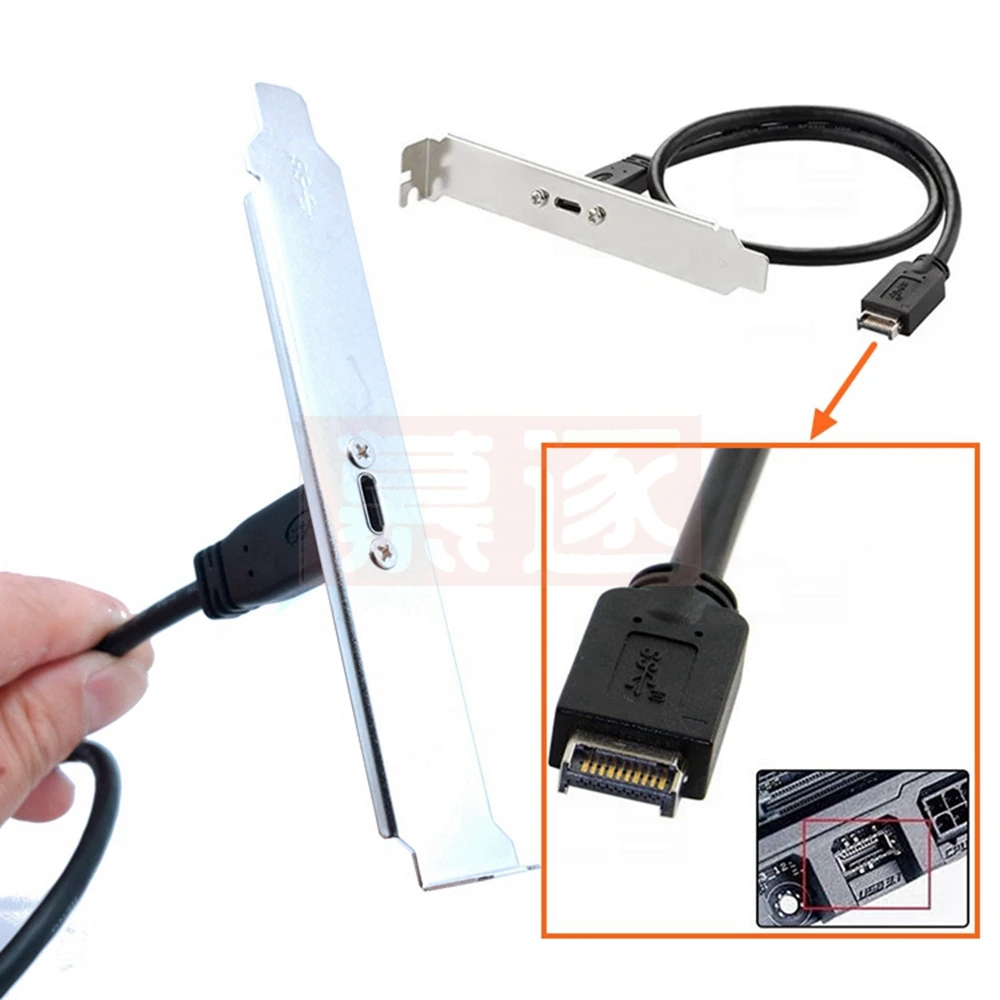 0,4 M USB 3.1 Cabecera del panel frontal zu USB-C Typ-C Weibliche Verlängerung Kabel 40cm mit Panel Montieren schraube 40cm - imagen 5