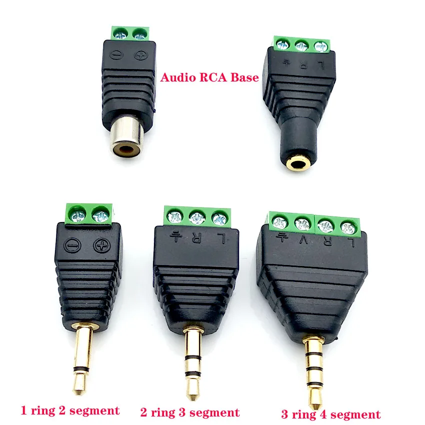 2 uds conector Jack de 3,5mm para auriculares conector estéreo sin soldadura de 3 polos/4 polos cabezal de Audio a Terminal enchufe DIY