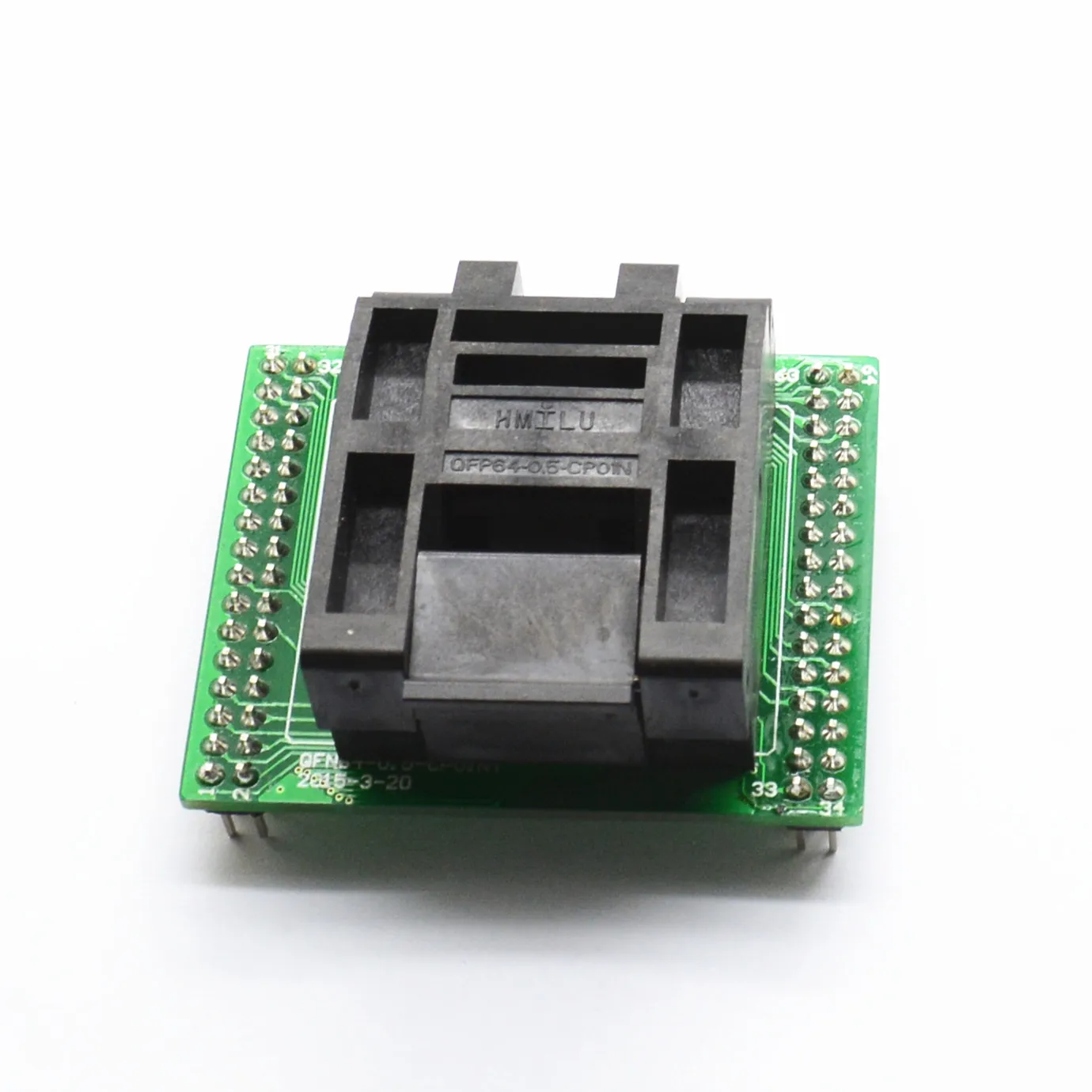TQFP64 QFP64 LQFP64 a DIP64 Clamshell programador Socket Pitch 0,5mm IC tamaño del cuerpo 10x10mm adaptador de toma de prueba de FPQ-64-0.5-06 - imagen 2