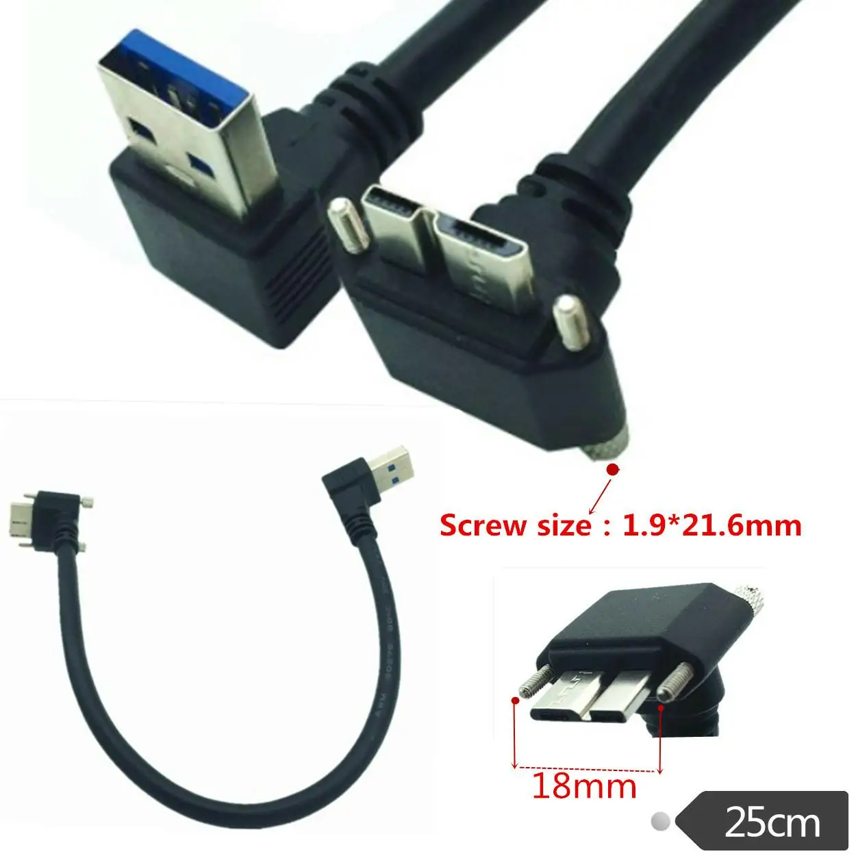 Cable USB 3,0 tipo A de doble curva, ángulo hacia arriba y hacia abajo de 90 grados a Micro B macho para disco duro externo Samsung S5 Note 3 HDD - imagen 2