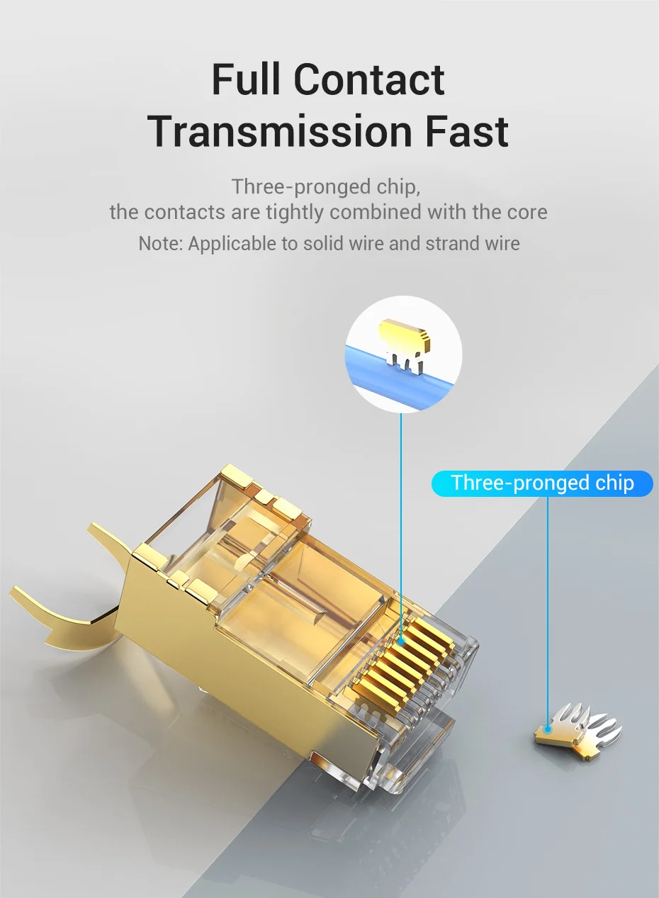 Conector RJ45 Cat8 - Contactos chapados en oro