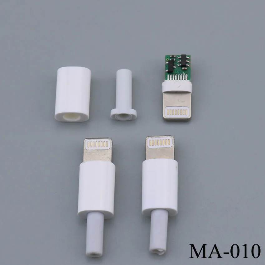 Conector de enchufe Micro USB tipo C para iphone 5, 5s, 6, 6s plus, 7, 7plus, 8 pines, blanco y negro, bricolaje, 1 Juego - imagen 5