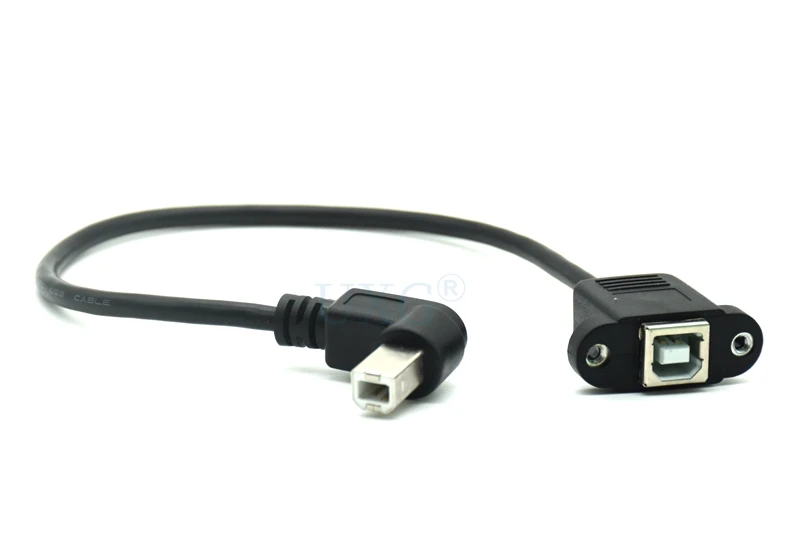 Cable de datos de extensión de ángulo recto macho a hembra, montaje en Panel para Cable de impresora con orificio de tornillo, alta velocidad, 30CM, M/F, USB 2,0 tipo B - imagen 2