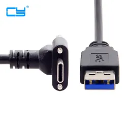 Cable USB-C 3.1 90° con tornillo de bloqueo doble para cámaras