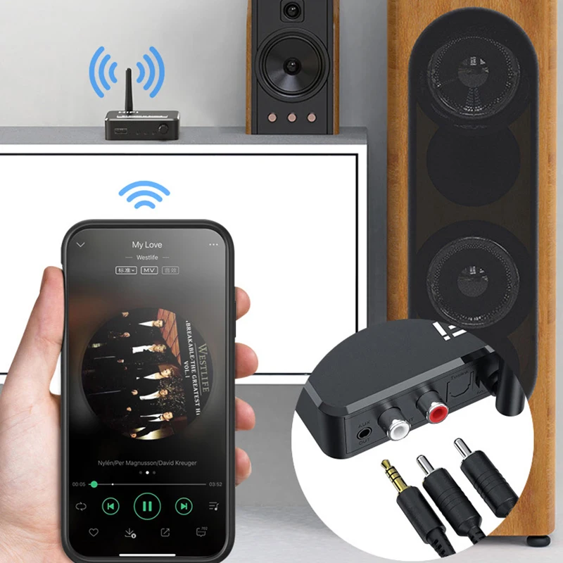 Receptor de Audio DAC Bluetooth 5,1, convertidor Digital a analógico, 3,5mm AUX RCA L/R U-Disk óptico estéreo Hifi 2 en 1, adaptador inalámbrico - imagen 5