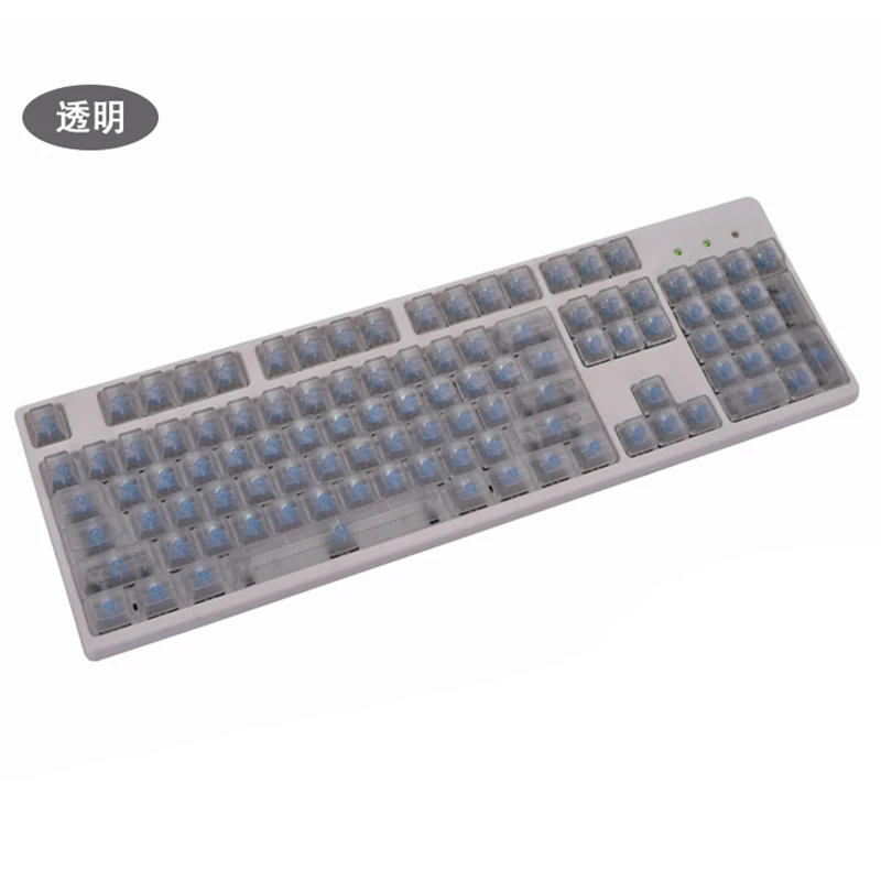 Tapa de tecla totalmente transparente para teclado mecánico, tapa de tecla retroiluminada ABS con diseño ANSI, perfil OEM, sin tapas de tecla impresas, 104 unids/lote por paquete - imagen 3
