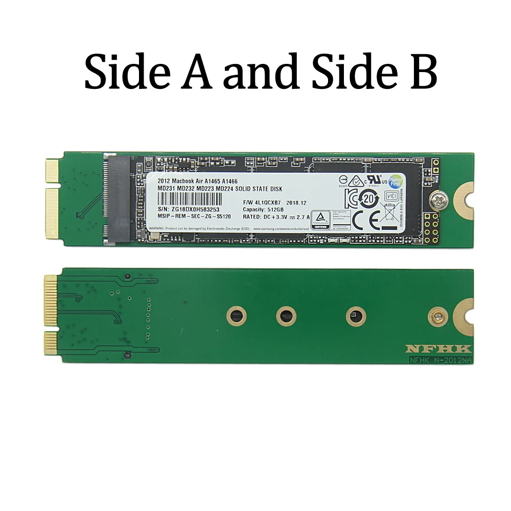 Unidad de estado sólido para Macbook Air, dispositivo de 128GB, 256GB, 512GB, 1TB, SSD para Macbook Air A1465, A1466, Md231, Md232, Md223, Md224, 2012 - imagen 2