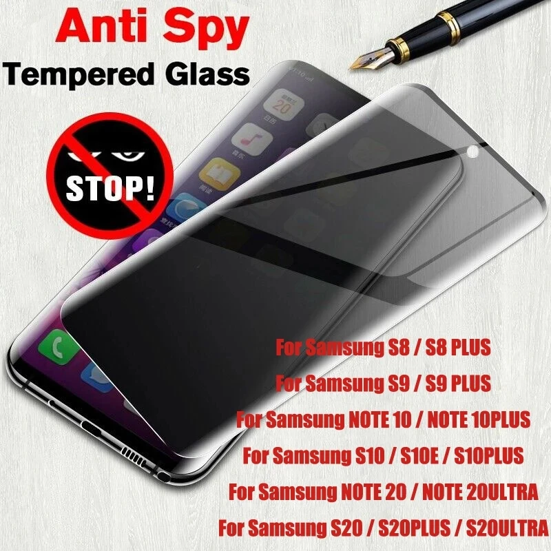 Protector de pantalla curvo de vidrio templado antiespía, cubierta completa, privacidad para Samsung S22, S21, S20, S10, S8, S9 PLUS, S10E, NOTE 20, 10, 9, 8