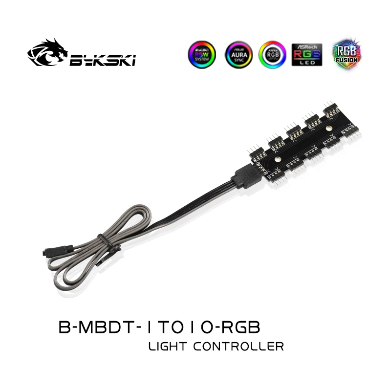 Bykski-Tira de luces LED RGB /A-RGB Hub/cabezal RGB extensible de 1 a 10, 4 pines, 12v, 3 pines, 5V, adaptador RGB - imagen 2