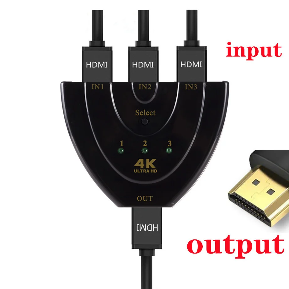 Conmutador HDMI 3x1 4K/2K para Xbox PS4 PC HDTV - imagen 5