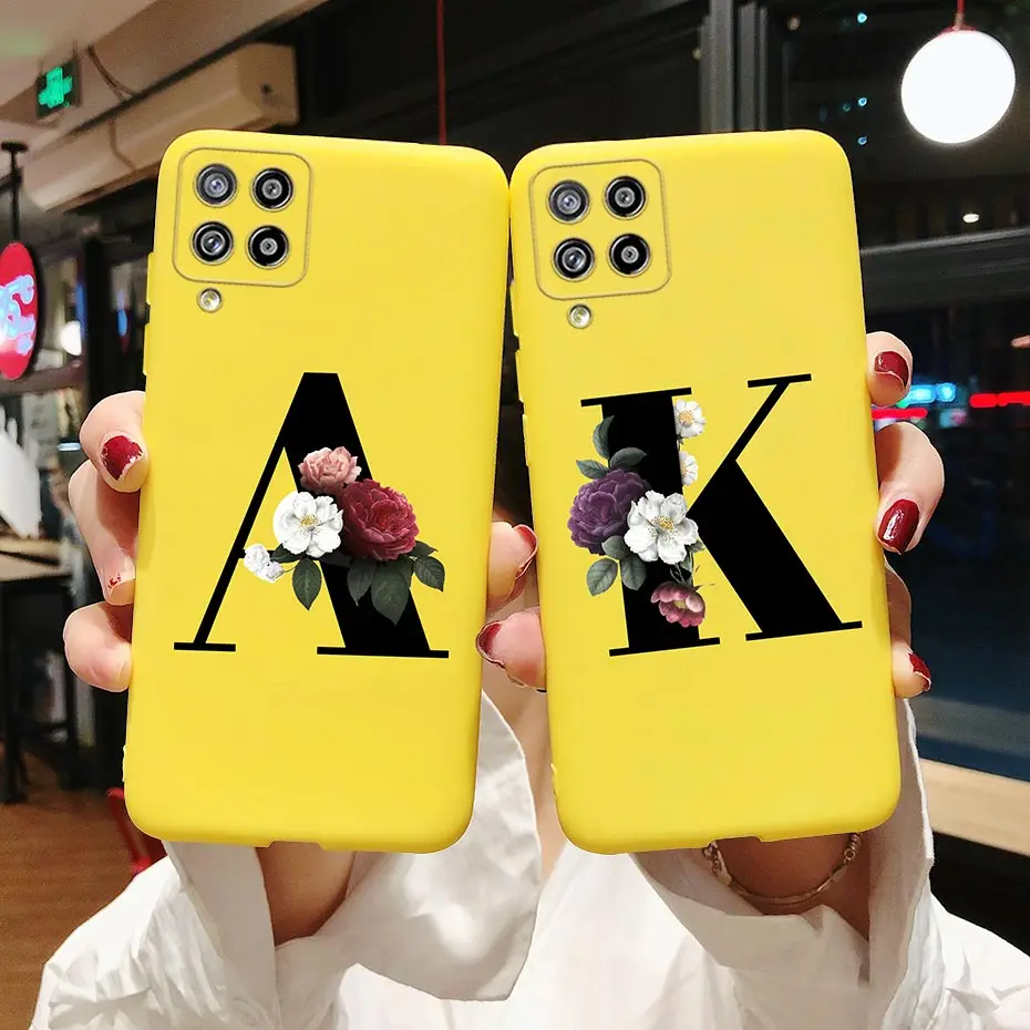 Para Samsung Galaxy A22 funda SM-A225F letra flor funda de teléfono de silicona suave para Samsung A22 4G 5G A12 A41 A42 A 22 12 2021 fundas - imagen 2