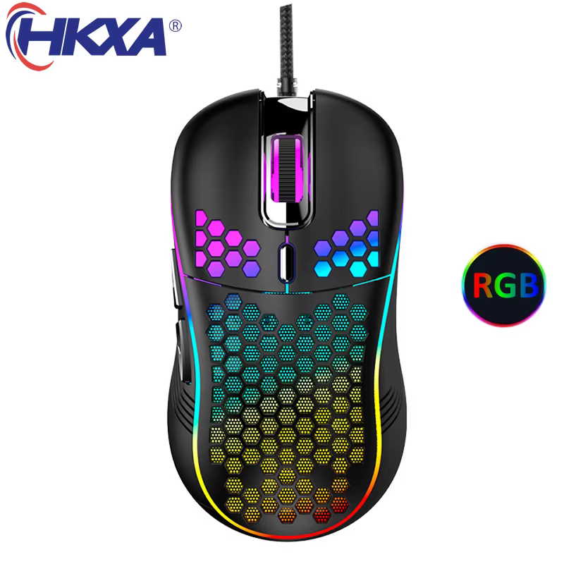 Ratón Gaming RGB Ergonómico Panal de Abeja 7200 DPI Cable Tejido - imagen 4