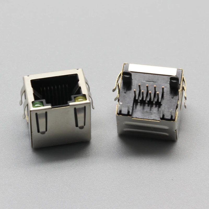 Conector hembra de red blindado de acero, LED de 90 grados y resorte, RJ45 8P8C, 2 unids/lote - imagen 4