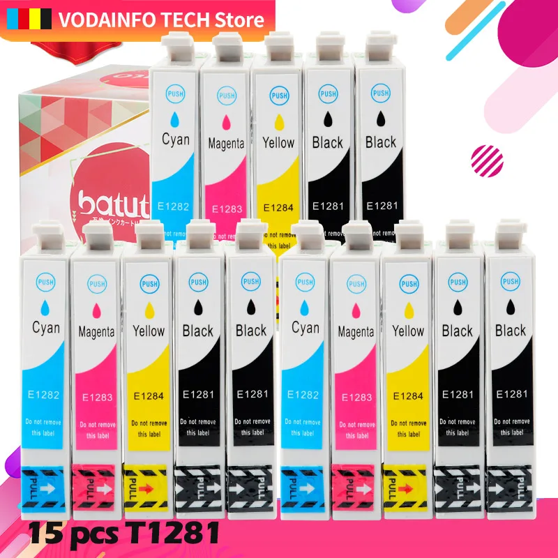 Cartucho de tinta T1281 T1282 T1283 T1284 Compatible con impresora EPSON stylus S22 SX130 SX125 SX235W SX435W SX425W BX305F BX305FW - imagen 3