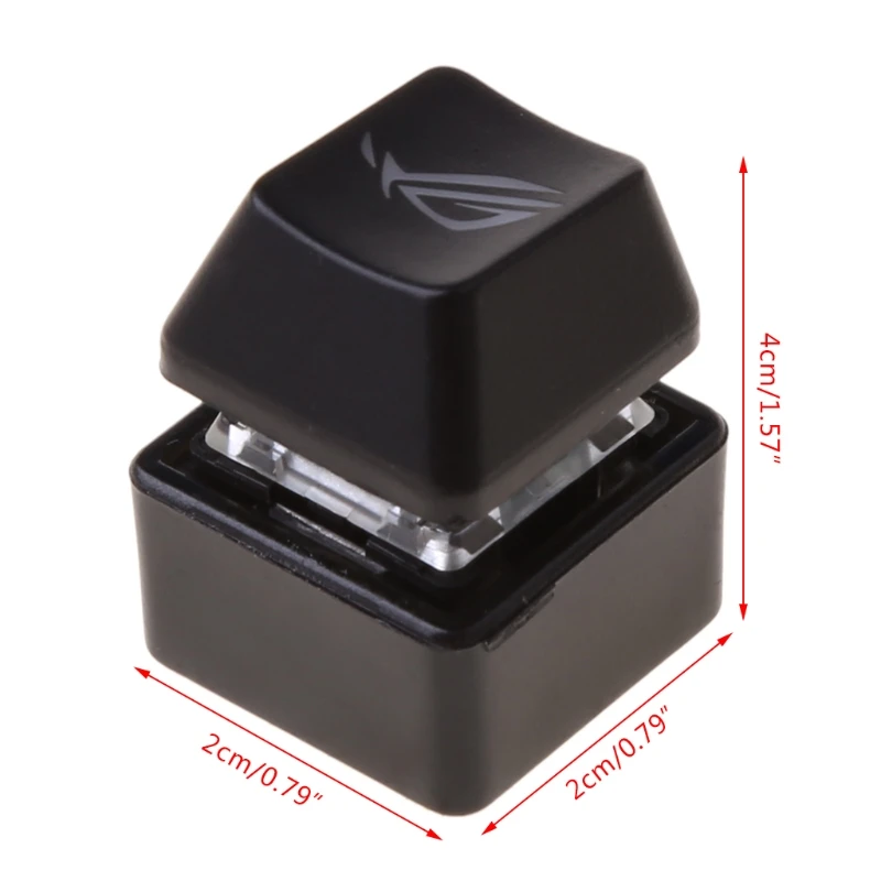 Un botón de plástico negro con una cubierta de plástico transparente en la parte superior