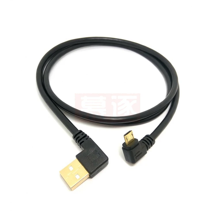 Cable de carga USB 2,0 chapado en oro, 15CM-1m, ángulo recto, esquina izquierda, macho, 90 grados, sincronización de datos, tarjeta de Cable de carga Micro - imagen 3