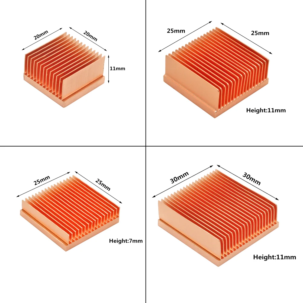 Disipador de calor de cobre puro para impresora 3D, disipador de calor de bricolaje, radiador, Enfriador de refrigeración para Raspberry pi, CHIP electrónico IC MOS - imagen 2