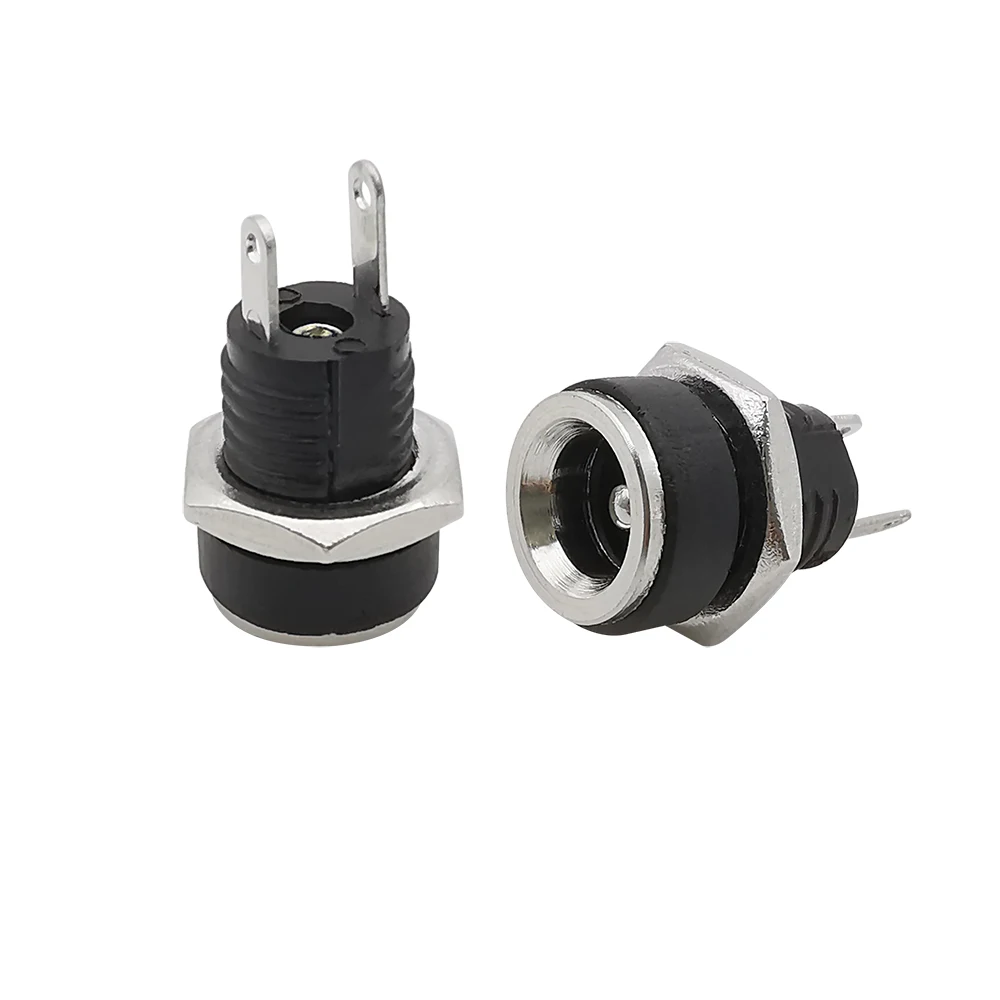 Adaptador de enchufe macho hembra de alimentación CC de 5,5x2,1mm, 12V, 5,5x2,1mm, enchufe de fuente de alimentación CC, tuerca de tornillo, conector de montaje en Panel, 10/5/1 par - imagen 3