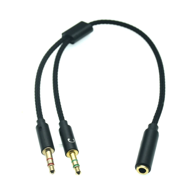 Auriculares para ordenador portátil 3,5 mm 2 a 1 cable de conversión teléfono móvil micrófono audio 3,5 mm 1 a 2 adaptador de extensión cable convertidor de PC 25 cm - imagen 2