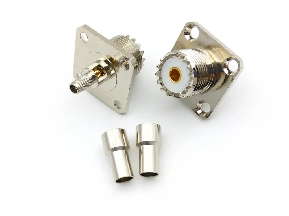 Adaptador de engarce RF para Panel de 4 orificios, accesorio de latón UHF SO239 hembra, LMR195, RG58, RG400, RG142, 10 piezas - imagen 3