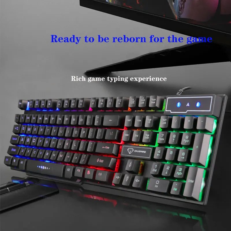 Teclado mecánico de imitación para Gaming, 104 teclas, retroiluminación colorida, botón flotante ergonómico, para ordenador portátil y de escritorio - imagen 3