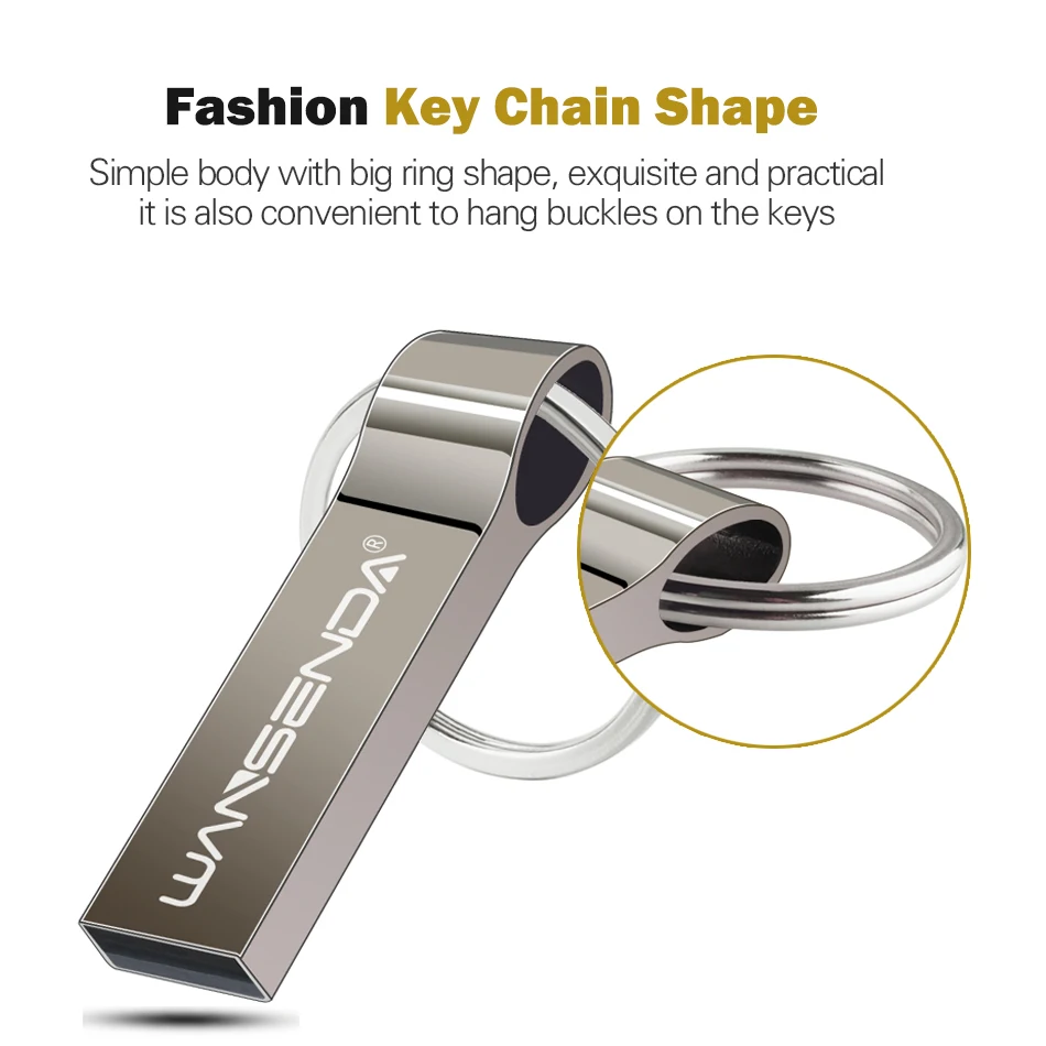 Wansenda Pendrive USB 2.0 Resistente Agua con Llavero