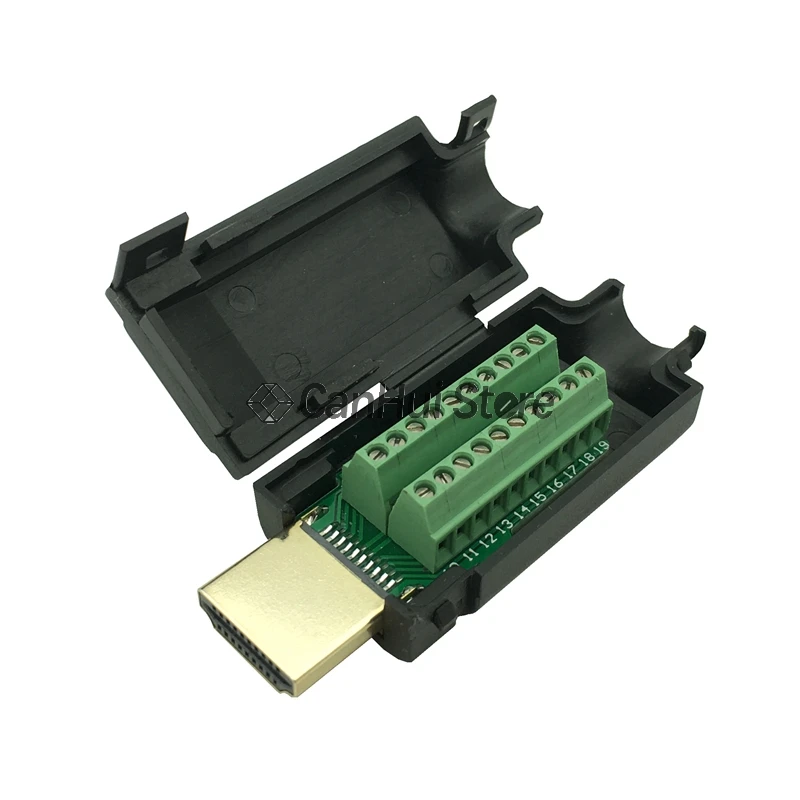 1 Uds HDMI macho 19P terminales de ruptura conector sin soldadura con cubierta negra - imagen 2