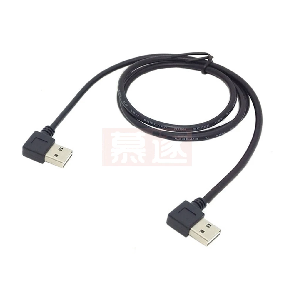 Cable de extensión USB izquierdo y derecho para computadora 1M USB 2,0 tipo A enchufe en un cable de enchufe Hola velocidad 480 Mbps Negro - imagen 4