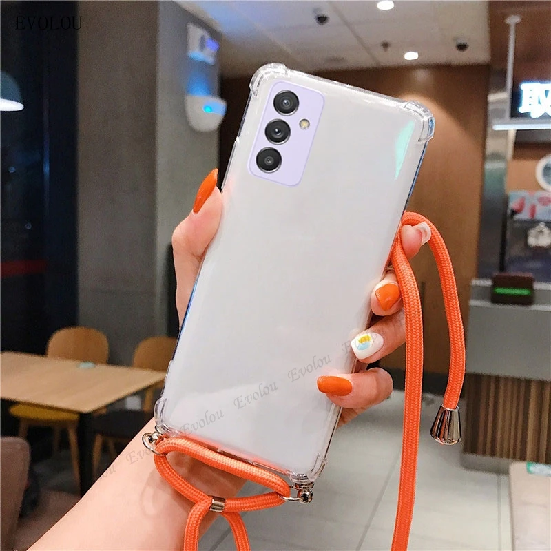 Para Samsung Galaxy A82 5G Quantum 2 collar cruzado cordón funda de teléfono de silicona para Samsung Quantum 2 cubierta transparente a prueba de golpes - imagen 4