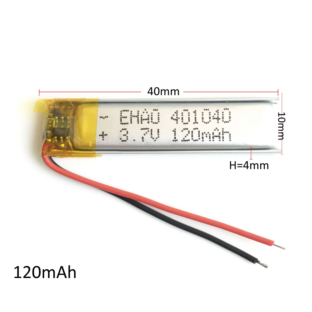 10 x Uds 3,7 V 120mAh batería recargable LiPo de tamaño pequeño para Mp3 GPS bluetooth auriculares navegador de mano 401040 - imagen 2
