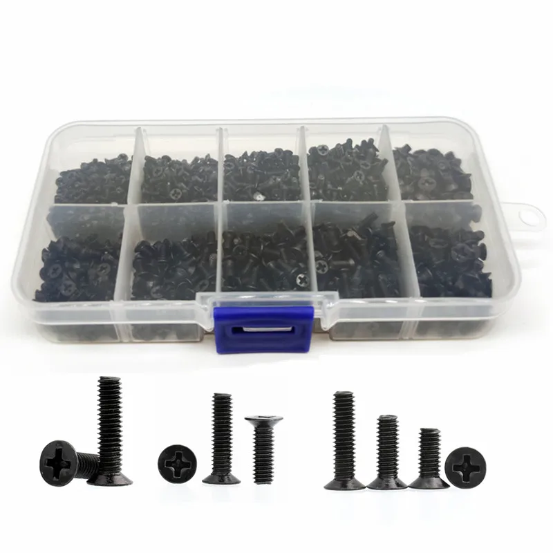 500 Uds KM Tornillo M2 M2.5 M3 Tornillos Phillips Cabeza Plana Juego Tornillos Portátil Computadora Tornillo Pequeño - Vista principal del producto
