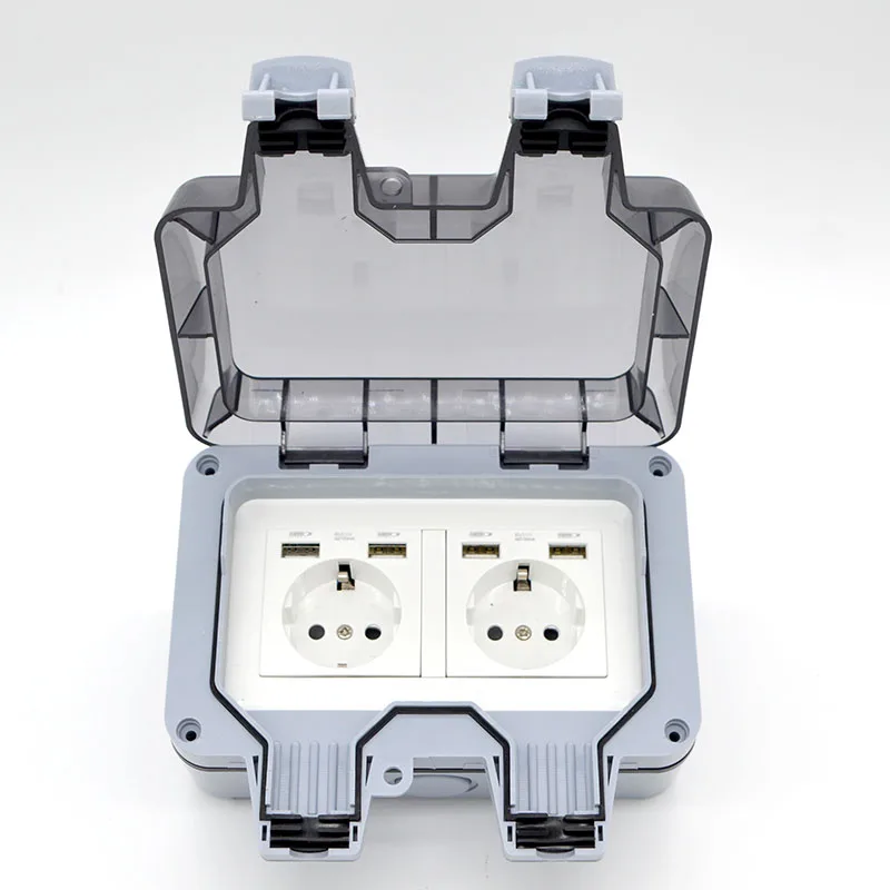 Toma de corriente impermeable para exteriores, enchufe estándar europeo, estilo IP66, 250V, 16A, fuente de alimentación de dos posiciones con interruptor, venta al por mayor, nuevo - imagen 5