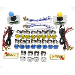 Kit Mando Arcade USB Sanwa 2 Jugadores Raspberry Pi Botones Plateados