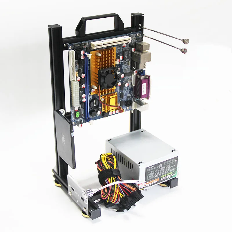 Estante de aluminio abierto, caja vertical desnuda, soporte portátil, refrigeración por agua, disipación de calor completamente abierta, ATX MATX ITX diy