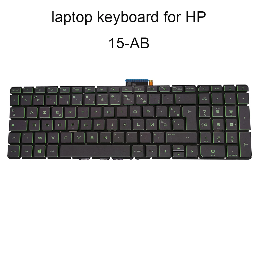 Teclado retroiluminado para HP Pavilion, 15 AB, 15 AB000, AB012TU TR FR, negro, KB, teclas verdes, 9Z, NC8BQ, 60F, NSK, CWGBQ - imagen 2