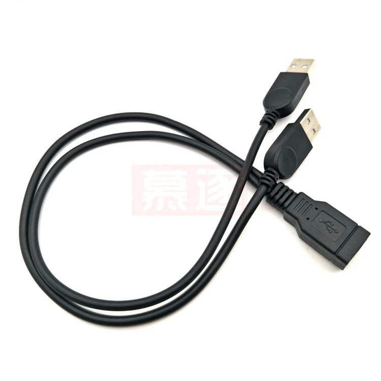 USB 2,0 A macho a USB hembra 2 doble fuente de alimentación USB hembra Cable de extensión divisor HUB carga para impresoras de discos duros