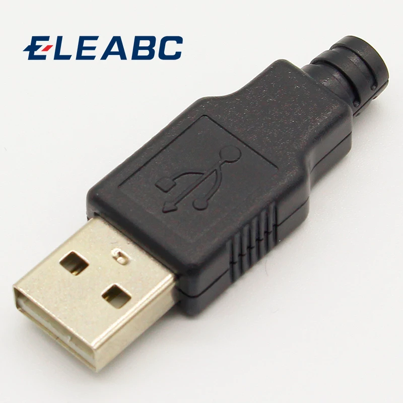 IMC caliente nuevo 10 Uds tipo A macho USB conector de enchufe de 4 pines con cubierta de plástico negro