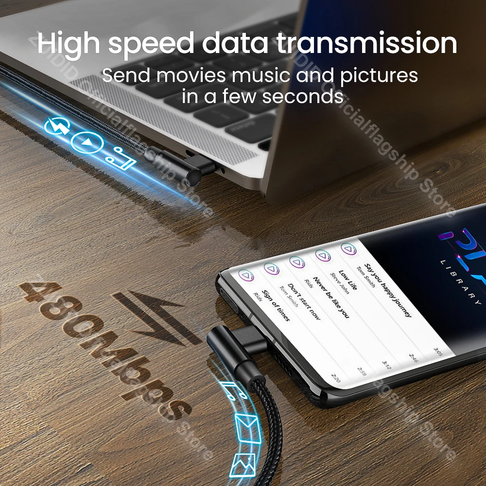 Cable USB-C 60W carga rápida compatible Samsung Huawei Xiaomi