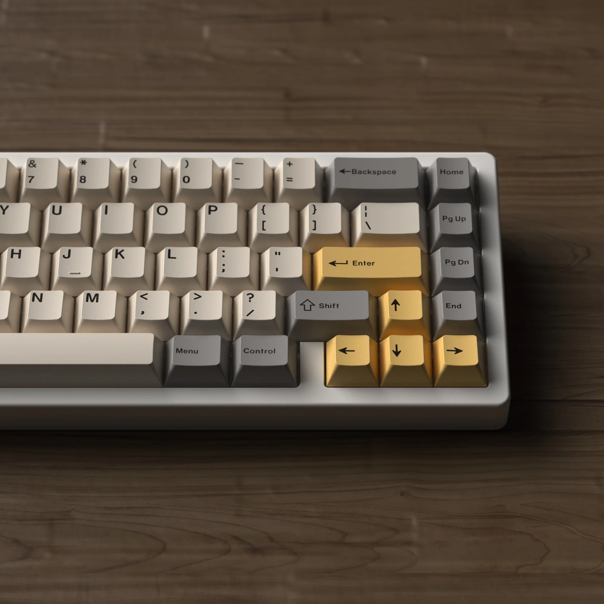 Teclas personalizadas para teclado mecánico, teclas de doble disparo, perfil de cereza, PBT japonés, gris leche del desierto, amarillo, GH60, GK64, RK87 - imagen 2
