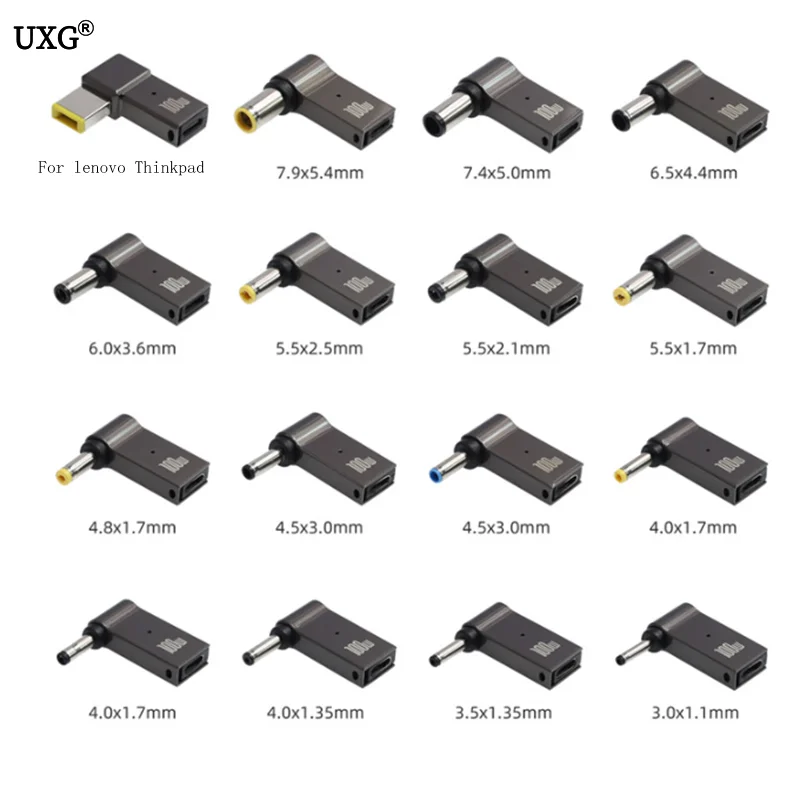 Convertidor de enchufe PD de 100W tipo C hembra a 7,4x5,0mm 4,5x3,0mm 5,5x2,5mm conector Jack de salida CC para ordenador portátil macho