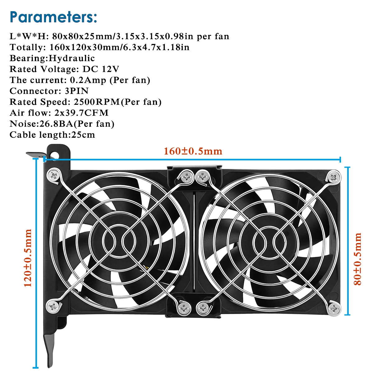 Hydraul 8CM Dual Fan