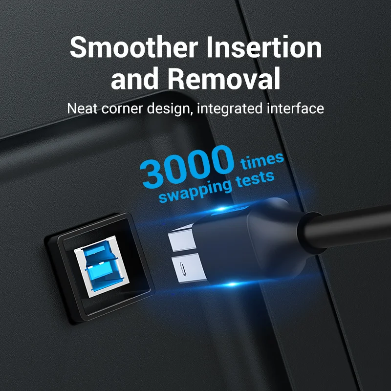 Vention Cable USB C a USB tipo B 3,0 para MacBook Pro HP Canon Brother Epson Dell Samsung impresora tipo C Cable cuadrado - imagen 3