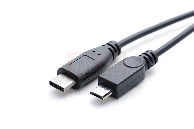 USB 3,1 tipo C hembra a Micro USB macho y Typc C macho divisor Cable de alimentación de extensión de datos para teléfono Android tableta 30cm - imagen 5