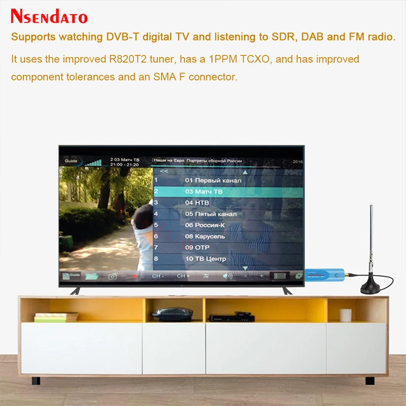 Digital USB 2,0 RTL SDR Smart DVB-T TV Stick SDR + DVB-T + DAB + FM RTL2832U R860 500KHz-1,7 GHz SDR TV sintonizador receptor con antena - imagen 4