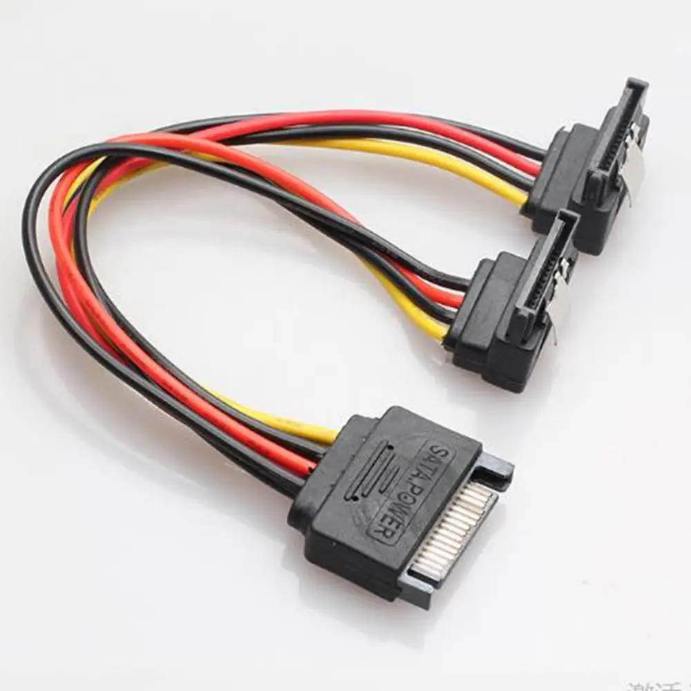 Cable de extensión de alimentación SATA de 1 a 2 vías, ángulo recto, 15 pines, macho a hembra Dual, multiplicador de puerto de alimentación SATA SSD, 20cm, el mejor precio - imagen 4