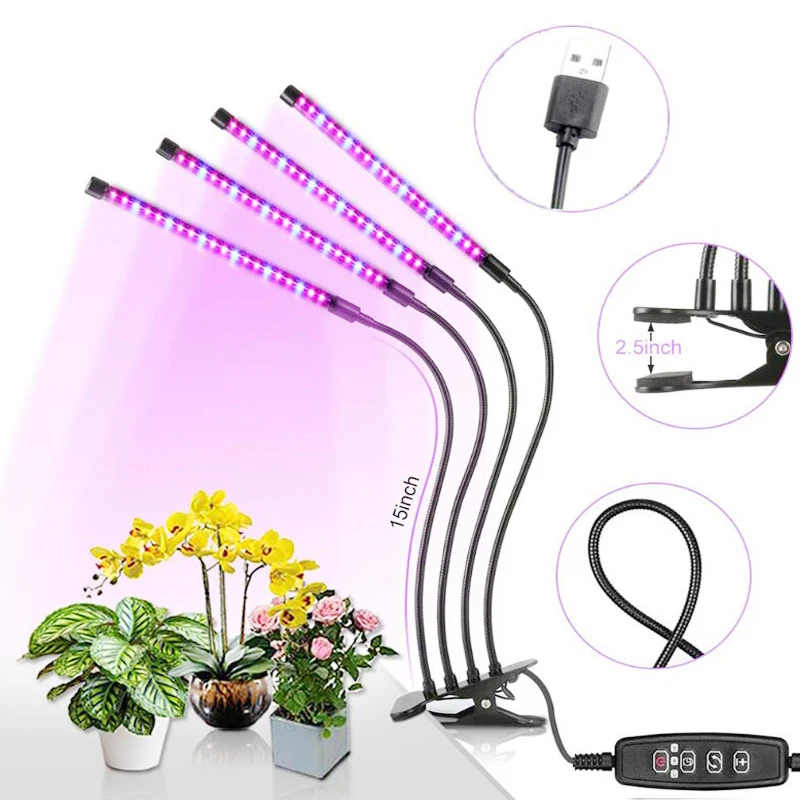 Luz LED de cultivo de espectro completo, lámparas Phyto USB de 5V CC, lámpara de crecimiento de plantas de escritorio para flores de interior, plántulas VEG, Fitolampy suculentas - imagen 3