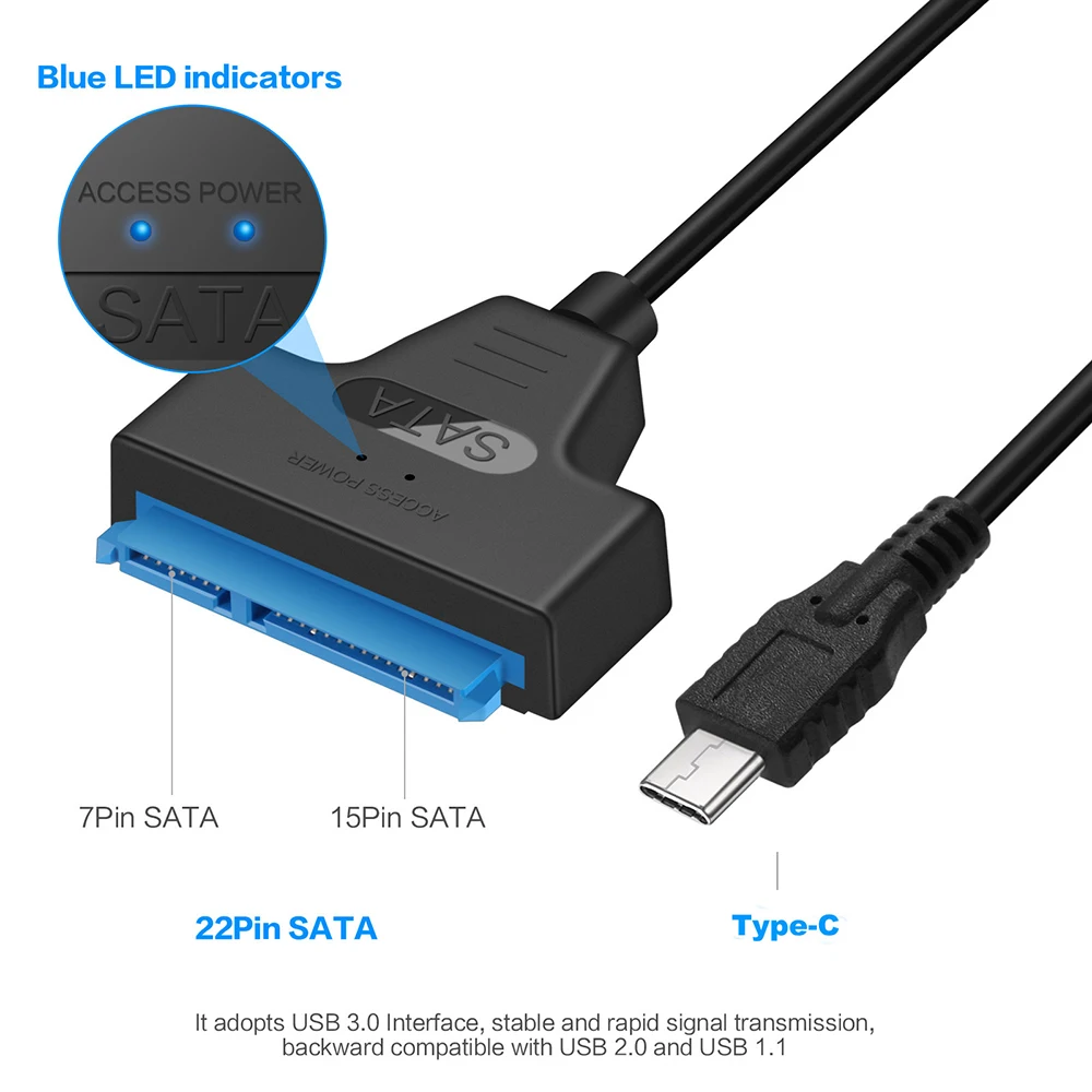 OULLX-Cable adaptador USB tipo C 3,1 Gen1 a SATA III HDD SSD, línea fácil para unidad SATA de 2,5 pulgadas, compatible con USAP - imagen 2