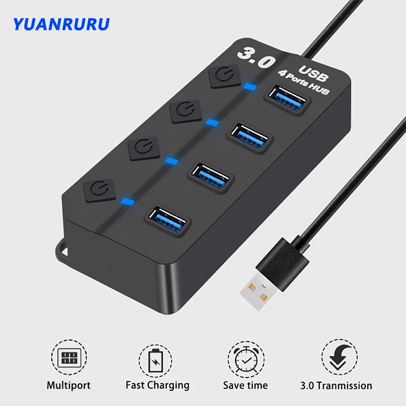 Hub USB 3.0 Múltiple con Interruptor – Adaptador PC - imagen 5