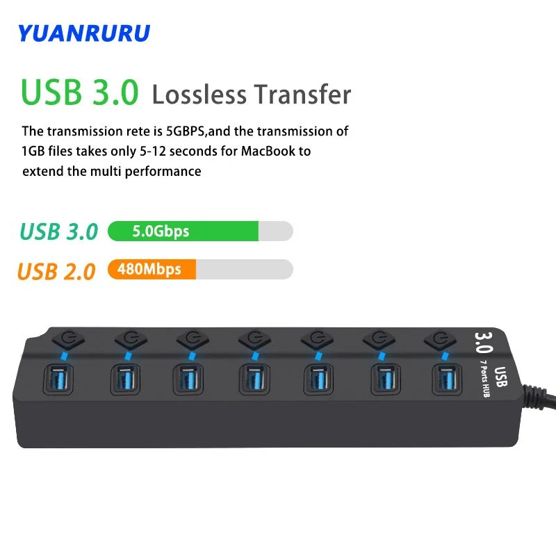Hub USB 3.0 Múltiple con Interruptor – Adaptador PC - imagen 4