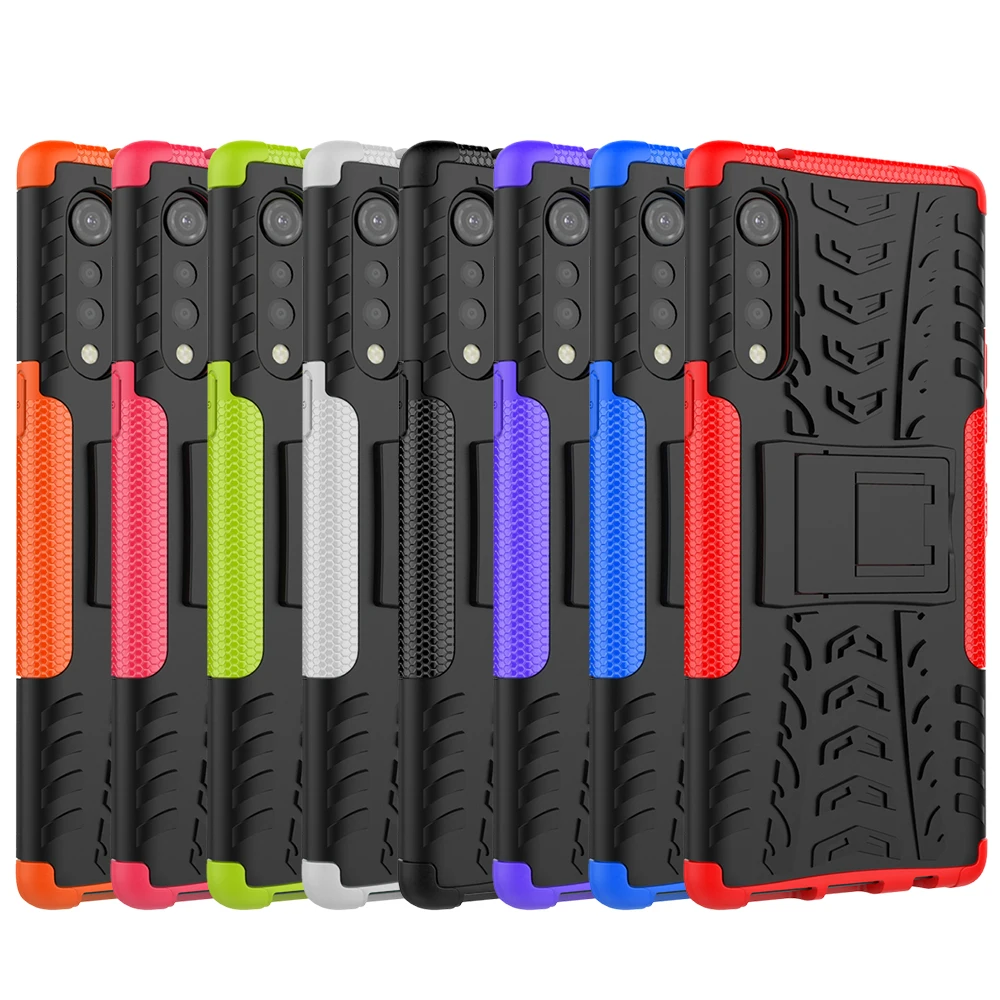 Funda de terciopelo para LG 4G LMG910EMW, armadura resistente a prueba de golpes, TPU suave con soporte de PC duro para LG Velvet 5G LM-G900N, LM-G900E - imagen 2